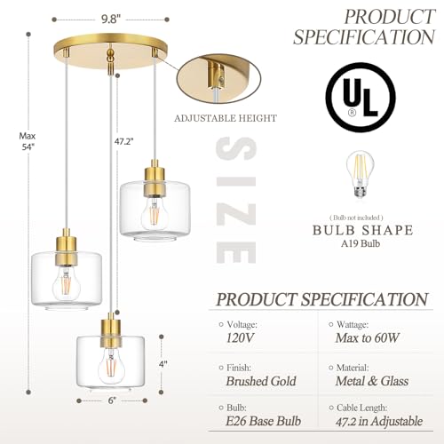 Brushed Gold Dining Room Chandelier Light Fixture