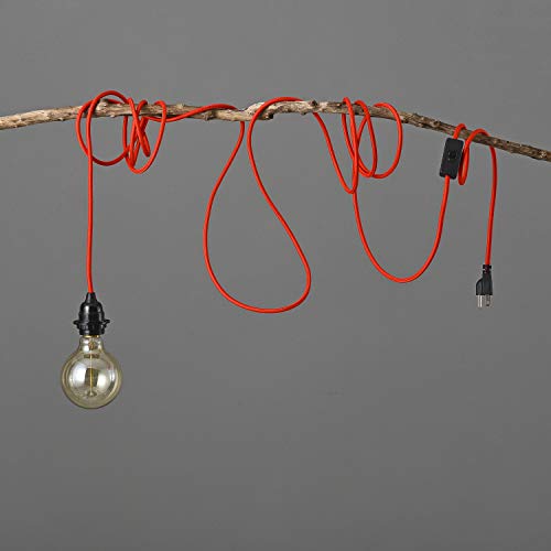 Red Plug in Swag Pendant Light Fixture