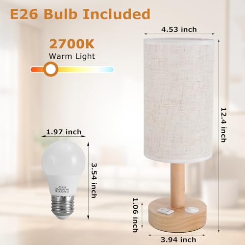 Small Bedside Table Lamp with AC Outlet