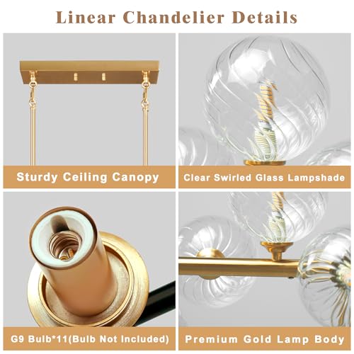 Dining Room Chandelier 51" Gold Sputnik Chandelier Linear Chandeliers for Dining Room