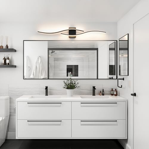 Black Vanity Lights Fixtures Over Mirror