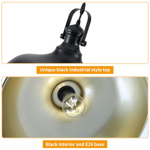 2 Pack 15.7" Matte Black Barn Pendant Lights