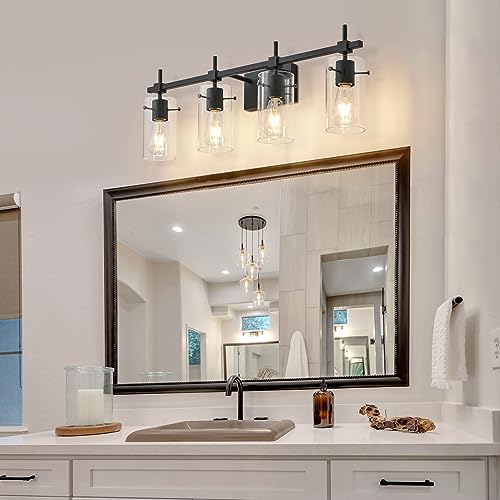 4 Lights Vanity Light Black Bathroom Vanity Lights Over Mirror Vanity Lights for Mirror Bathroom Light Fixture