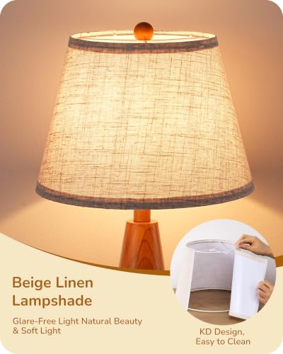 Modern Table Lamp with Tapered Rosewood Wood Base & E26 Socket