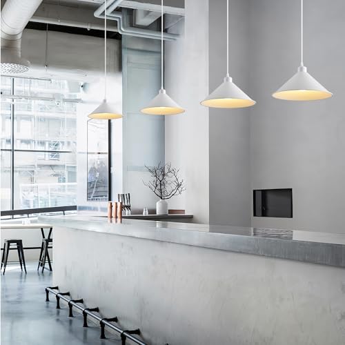 11.8IN Plug in Pendant Light 2 Pack Industrial Hanging Lamp White Vintage Pendant Lighting Fixtures with 15ft Cord On (2 Count)