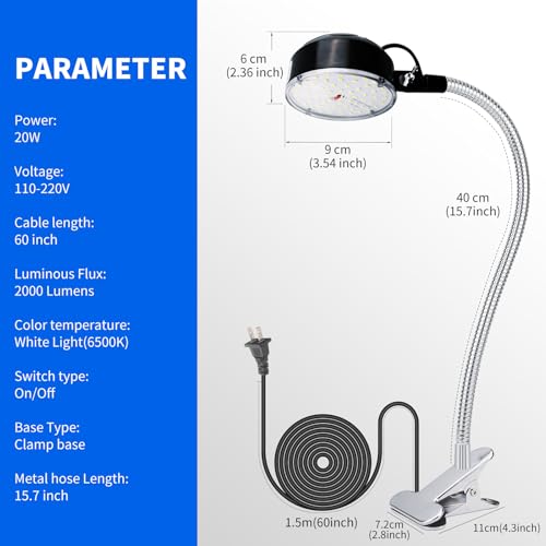 Clamp Light LED Work Light with Flexible & Strong Clip for Workshop