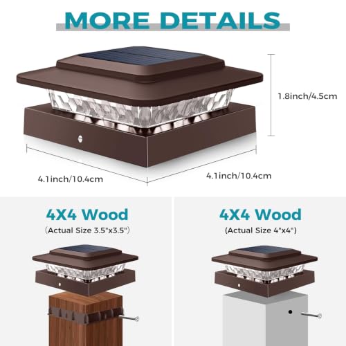 4x4 Solar Post Cap Lights Outdoor 10Pack