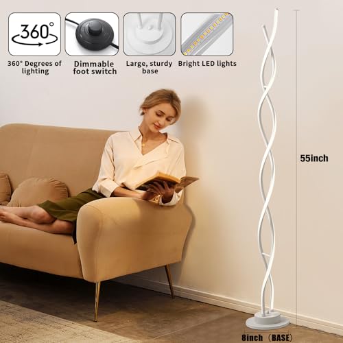 Modern Floor Lamps for Living Room White 3‑Color Remote Dimmable