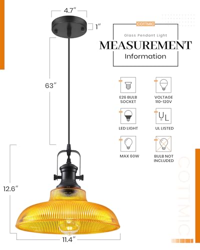 Orange Glass Pendant Lights Kitchen Island (2 Count)
