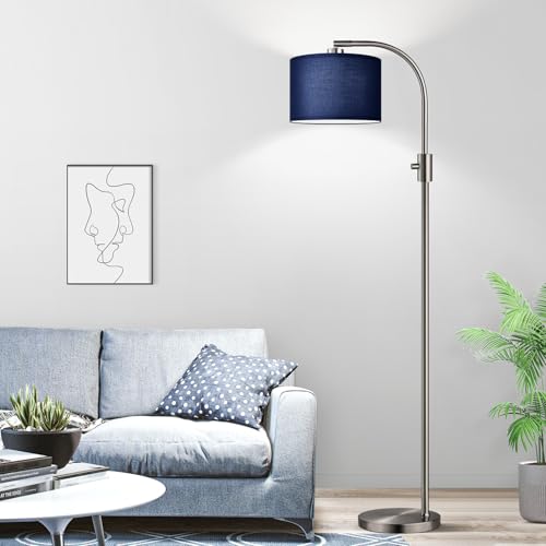 Upgraded Modern Arc Dimmable Tall Standing Floor Lamp with Blue Shade