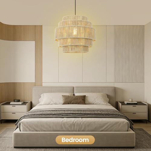 Boho Rattan Chandelier Light