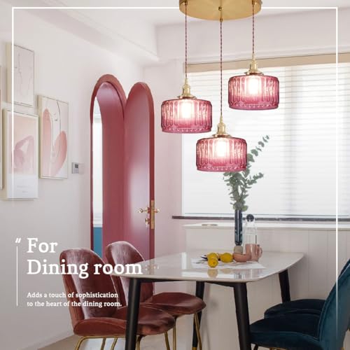 Gold Cluster Chandelier Globe Glass Ceiling Pendant Lights Pink Hanging Pendant Light Brushed Brass Dining Room Chandeliers Mid Century Modern Hanging Light Kitchen Adjustable Cord