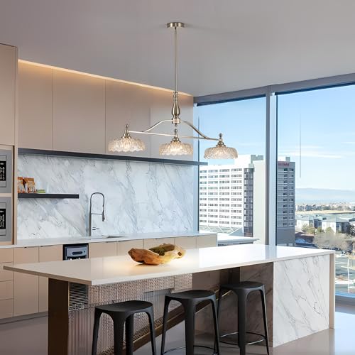 Chandeliers Light Pendant Light Fixture Modern Pendant Lighting Fixtures 3 Lights Chandelier Brushed Nickel Hanging Light Kitchen Glass Pendant Lights for Island Dining Room Living Room