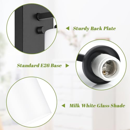 Wall Sconces Set of 2 with White Glass Shade for Bathroom (2 Count)