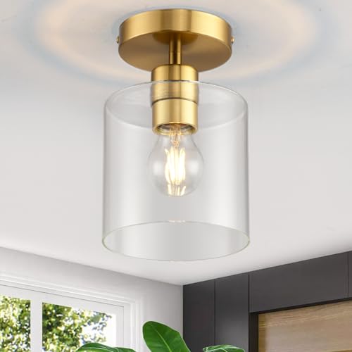 Brass Semi Flush Mount Ceiling Light (2 Count)