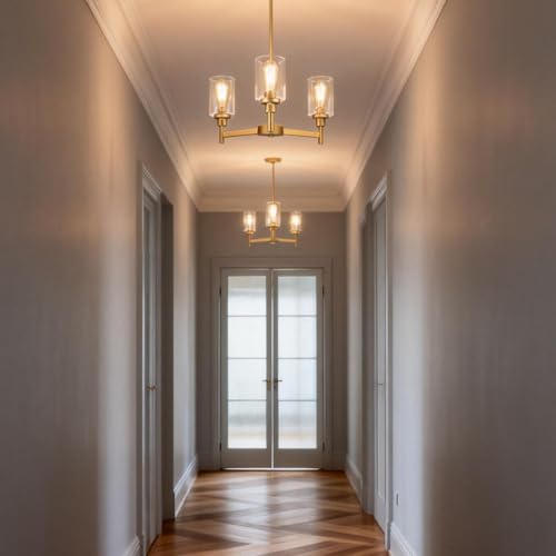 3 Light Gold Chandelier 23"