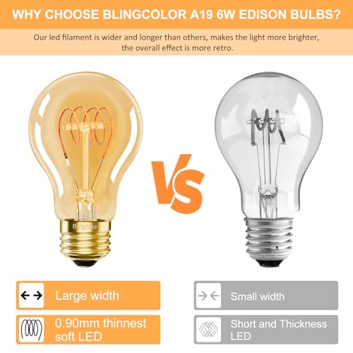 A19 E26 Vintage Edison Bulbs 6W LED Equivalent 60 Watt (6 Count)