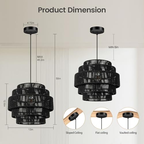 Boho Rattan Chandelier Light