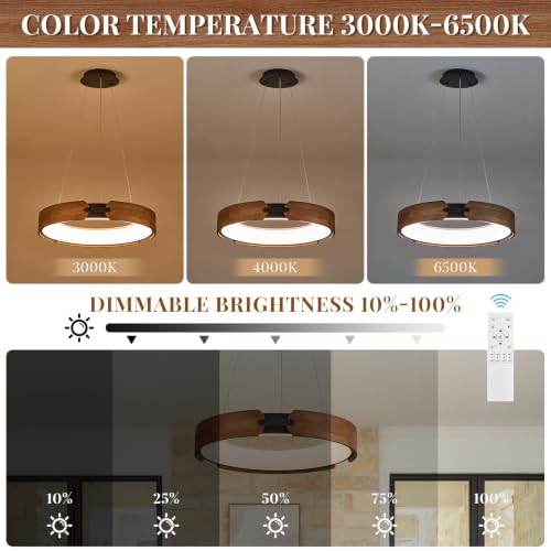 Modern LED Wood Chandelier