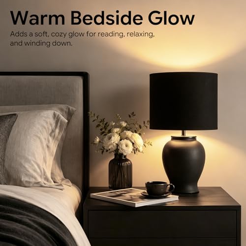 Black Ceramic Table Lamp with Black Shade