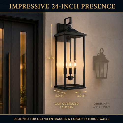 24 Inch 2 Pack Outdoor Wall Sconce (3 Count)