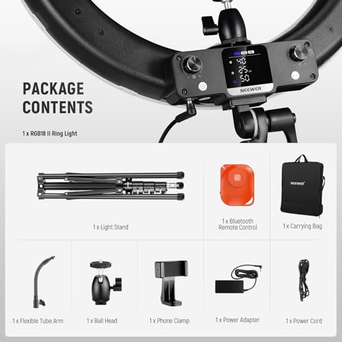 18 Inch RGB LED Ring Light APP Control with Tripod Stand and Phone HolderCompatible with iPhone for Selfie Makeup Lash Studio Streaming Video Recording Lighting