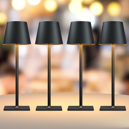 Black Cordless Table Lamps (4 Count)