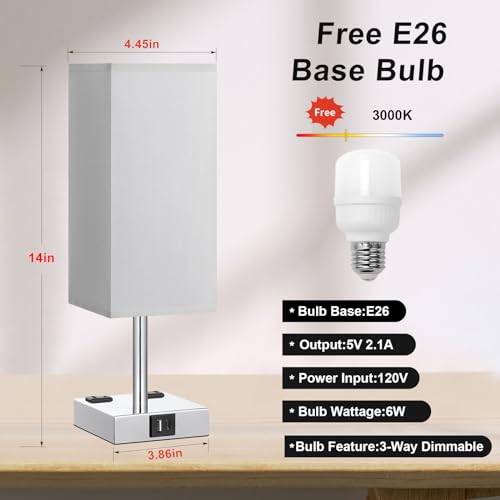 Set of 2 Grey Touch Table Lamp for Bedroom (2 Count)