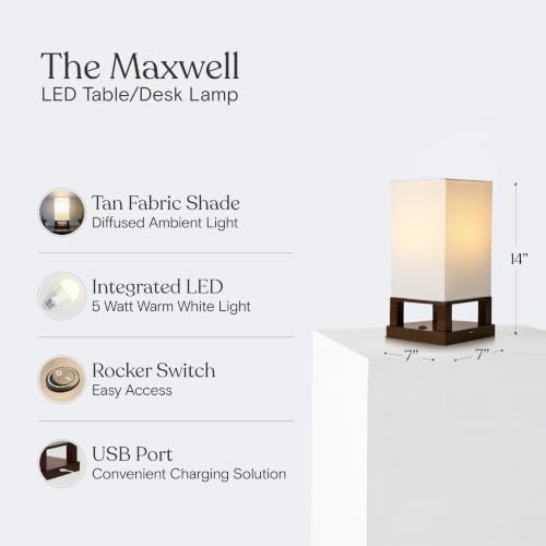 Maxwell Bedside Lamp with USB Port