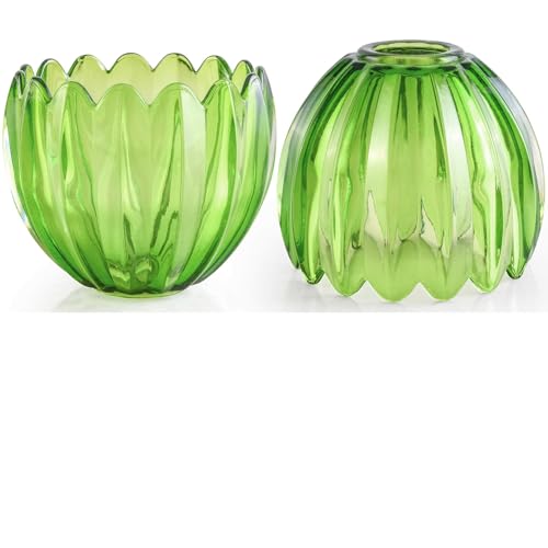 Green Tulip Glass Lamp Shades Set of 2 (2 Count)