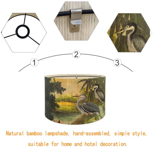 Rustic And Retro Bamboo Pendant Lamp shade Tropical Colorful Animals Design