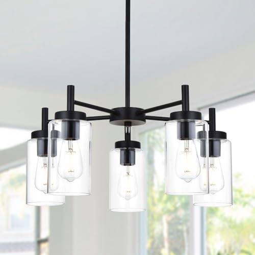 5 Light Contemporary Chandeliers Black Modern Lighting Fixtures Hanging