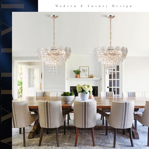 Luxury Flower Crystal Chandelier Modern Gold 20" Chandeliers 9