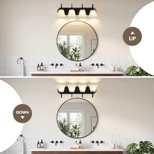 4 Light Bathroom Light Fixtures Over Mirror