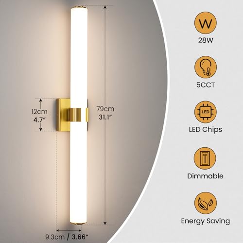 Gold Bathroom Light Fixtures Over Mirror
