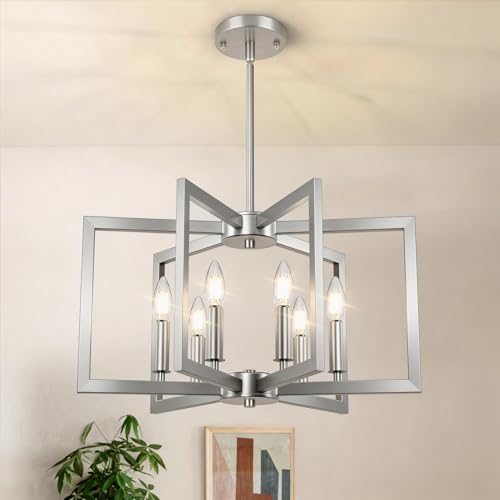 20" 62" Height Adjustable Brushed Nickel Kitchen Chandelier for Dining Room