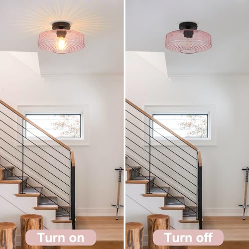 Pink Glass Ceiling Light