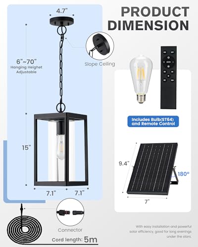 15" Solar Outdoor Pendant Light