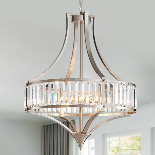 21.6" Brushed Nickel Chandeliers for Dining Room (6 Count)