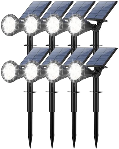 Solar Lights Outdoor Waterproof IP65 180° Adjustable Solar Powered Landscape Spot Lights for Yard 4 Lighting Modes Spotlights for Pathway Garden Outside Wall Pool Porch (8 Count)