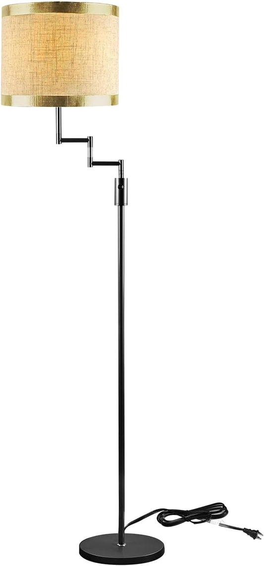 Lightdot 70IN Black Floor Lamp Dimmable Linen Shade LED Floor Lamps with 3000K for Wedding/Party,350 Degree Swing Arms, Modern Tall Lamp for for Reading, Sewing, and Craft (Bulbs Included) - Aura Lighting