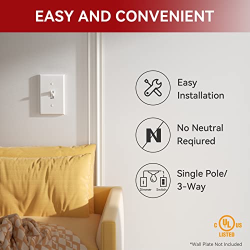 Toggle Slide Dimmer Switch for Dimmable LED Light (2 Count)