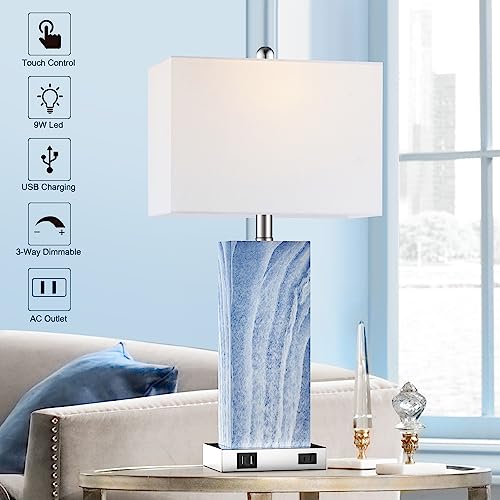 Touch Control Table Lamps with White Fabric Shade Set of 2 (2 Count)