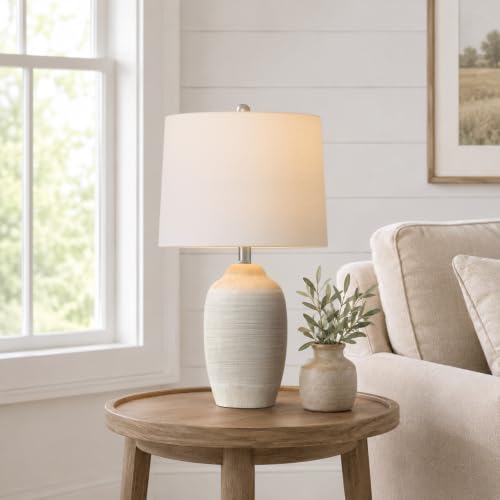 24.5" Ceramic Table Lamp for Living Room with Pre