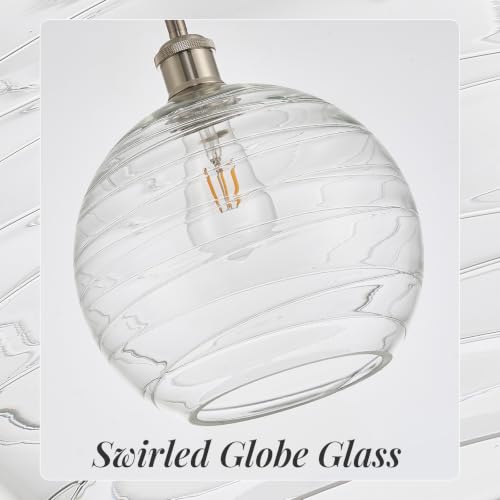 10” Globe Glass Pendant Light Kitchen Island Hanging Light Brushed Nickel
