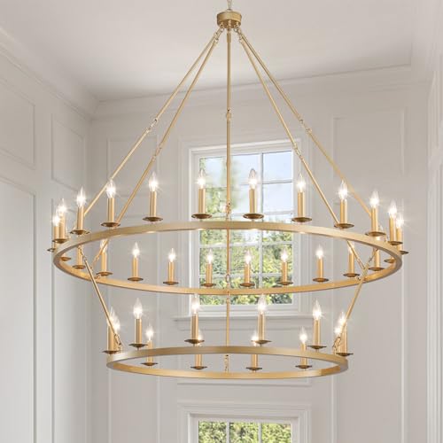 Gold Wagon Wheel Chandelier 2 Tier 53