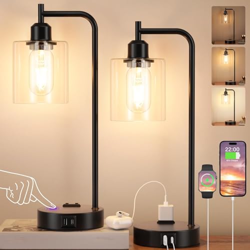 Industrial Touch Lamps for Nightstand Set of 2 (2 Count)