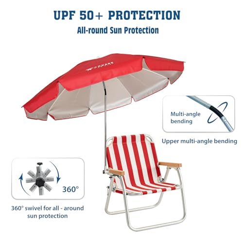 Chair Umbrella with Universal Clamp Adjustable 47 inches and 360° Swivel & UPF 50+ Protection Portable Sun Umbrella