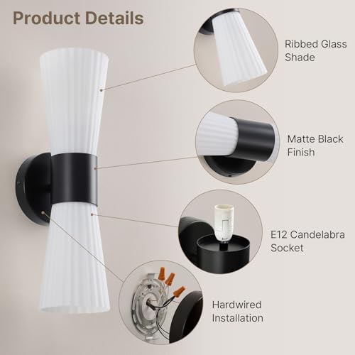 Black Glass Wall Sconce Light