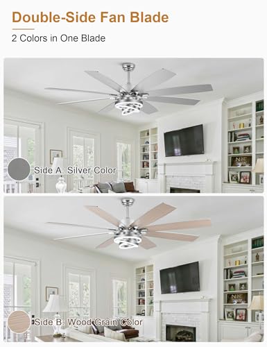 72" Large Modern Ceiling Fans with Lights and Remote Control